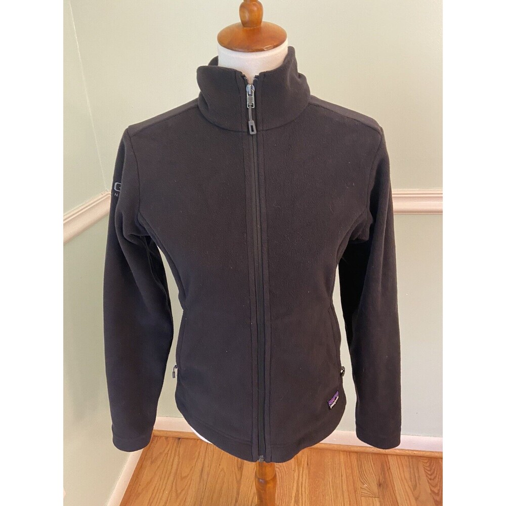 Patagonia‎ S Black Women's Micro Synchilla Logo Jacket Gorpcore